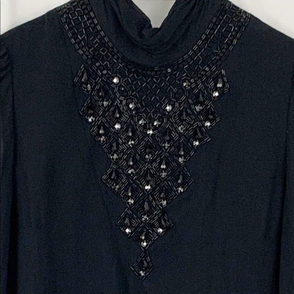 Tibi Black Silk Beaded Shift Dress 2 - Picture 2 of 10